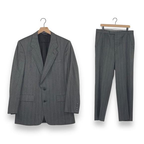 Vintage Christian Dior Monsieur Gray Striped Two Piece Suit TINY FLAW - Picture 1 of 14
